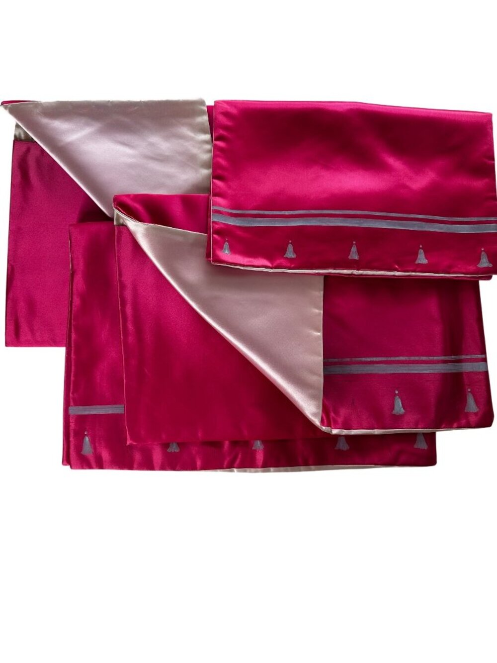 Vintage Japanese Silk Satin Lingerie Hanky Travel Vanity Trousseau Boudoir Set